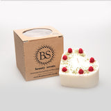 Large heart raspberry candle with red wax berry decorations - handmade soy candle by Beauty Scents