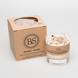 Large glass container candle with rose petals - handmade soy wax candle with natural botanicals