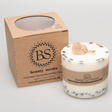 Large coffee bean pillar candle with branded Beauty Scents packaging box