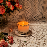 Medium coffee bean candle side angle showing natural coffee beans pattern