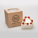 Small heart raspberry candle with red wax berry decorations - handmade soy candle by Beauty Scents