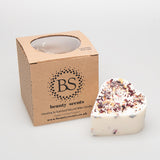 Small heart soy candle with real rose petals, 5cm height, handmade scented candle