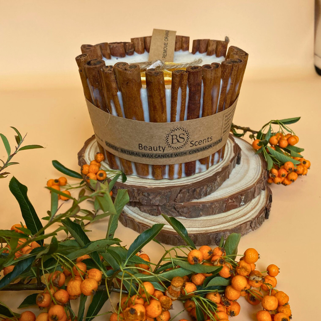 Large Scented Candle With Long Cinnanon