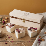 Gift Set of 3 Heart Shape Candles with Rose Petals