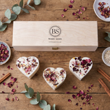 Gift Set of 3 Heart Shape Candles with Rose Petals