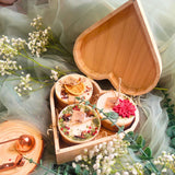 Heart Shape Gift Set packaging with three small winter candles in branded gift box ready for gifting