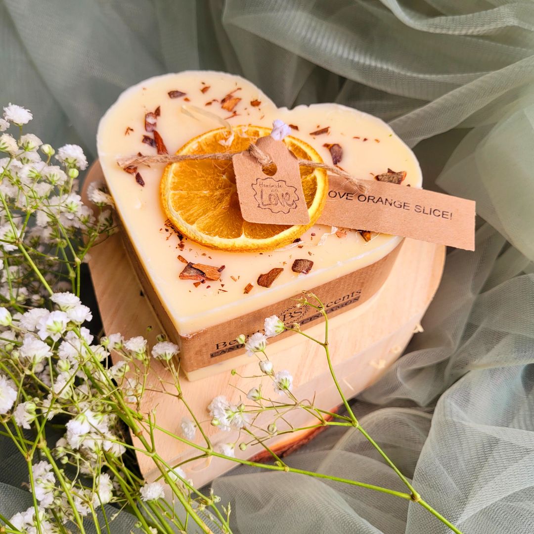 Large Heart Scented Candle with Shredded Cinnamon