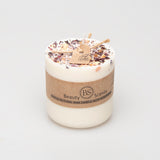 Beauty Scents medium rose petals scented candle 8.5cm showing dried flower decoration and brand labe