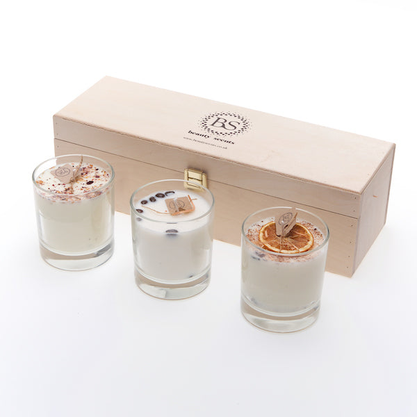 Gift Set of Small 3 Different Candles In Glass