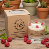 Large Candle with Raspberry in glass container