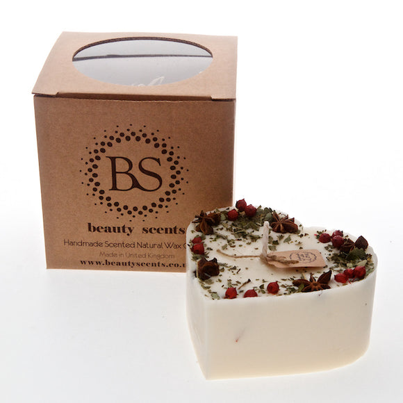Large Heart Scented Candles With Star Anise & Red Berries