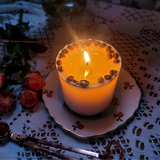 Medium coffee bean candle detail shot showing coffee beans embedded throughout