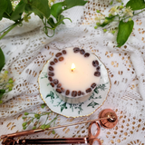 Medium coffee bean candle angle view with coffee beans decoration