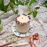 Close-up detail of medium coffee bean candle showing coffee beans in wax