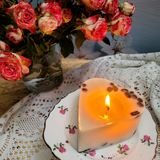 Small heart coffee bean candle romantic lifestyle shot with coffee bean decoration