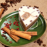 Small heart coffee bean candle with natural coffee beans decoration - romantic handmade soy wax candle