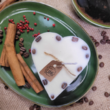 Small heart coffee bean candle front view showing heart shape and coffee beans arrangement