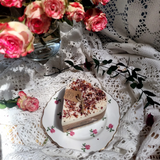 Beauty Scents small heart soy candle decorated with dried rose petals and twine bow on elegant vintage china with romantic styling