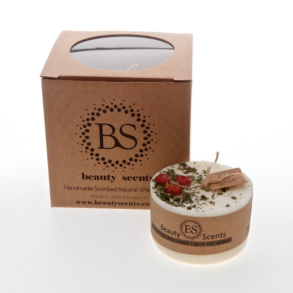 Small Scented Soy Candle With Red Berries