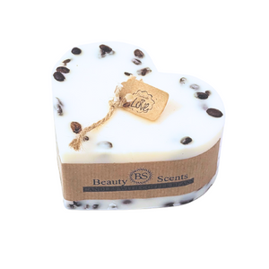 Large heart coffee bean candle with natural coffee beans decoration - romantic handmade soy wax candle