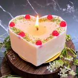Large Heart Candle with Raspberry