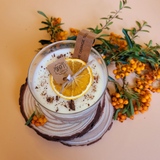 Large Scented Candle With Shredded Cinnamon In Glass Container