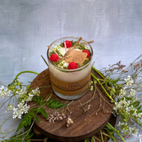 Small Candle with Raspberry in glass container