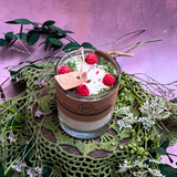 Small Candle with Raspberry in glass container