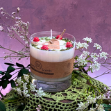 Large Candle with Raspberry in glass container