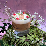 Large Candle with Raspberry in glass container