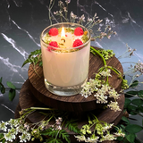 Small Candle with Raspberry in glass container