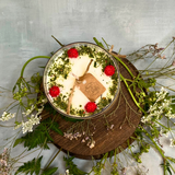 Large Candle with Raspberry in glass container