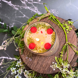 Small Candle with Raspberry in glass container