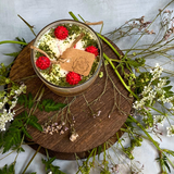 Small Candle with Raspberry in glass container