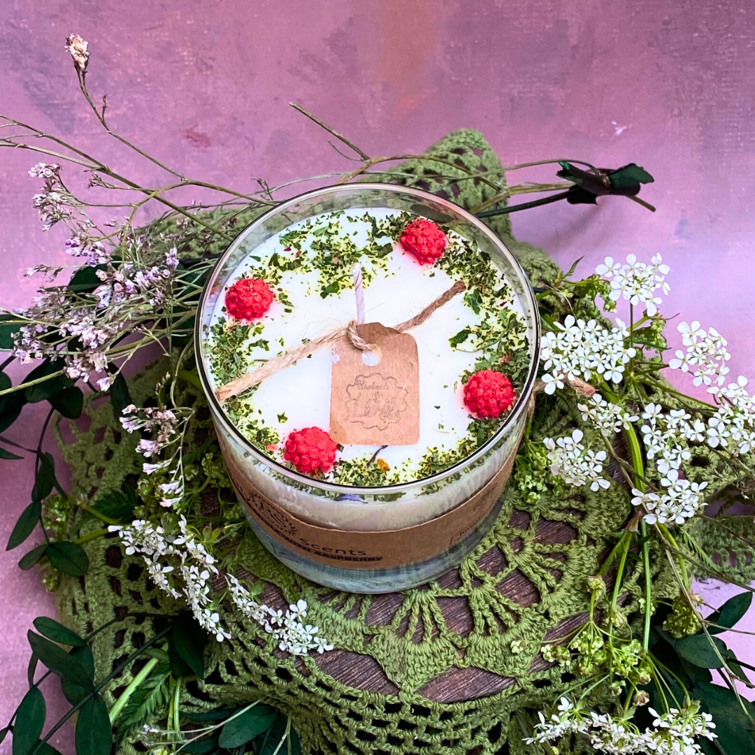 Large Glass Raspberry Candles | Handmade Soy Candles | Beauty Scents ...