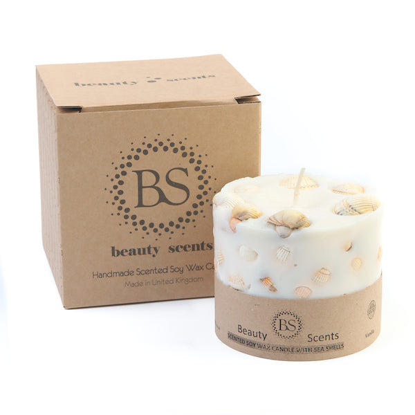 Large Scented Candle With Sea Shells