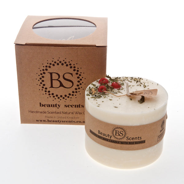 Large Scented Candle With Red Berries