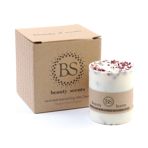 Medium Scented Soy Wax Candle With Rose Petals