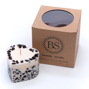 Small Heart Scented Soy Wax Candle With Coffee Beans